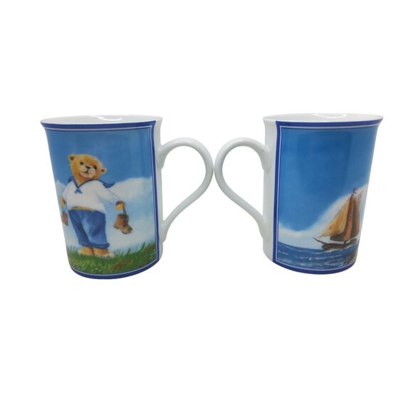 Vintage Set Of 2 Teddington Bear & Sailboat Design Mugs - Picture 4 of 5